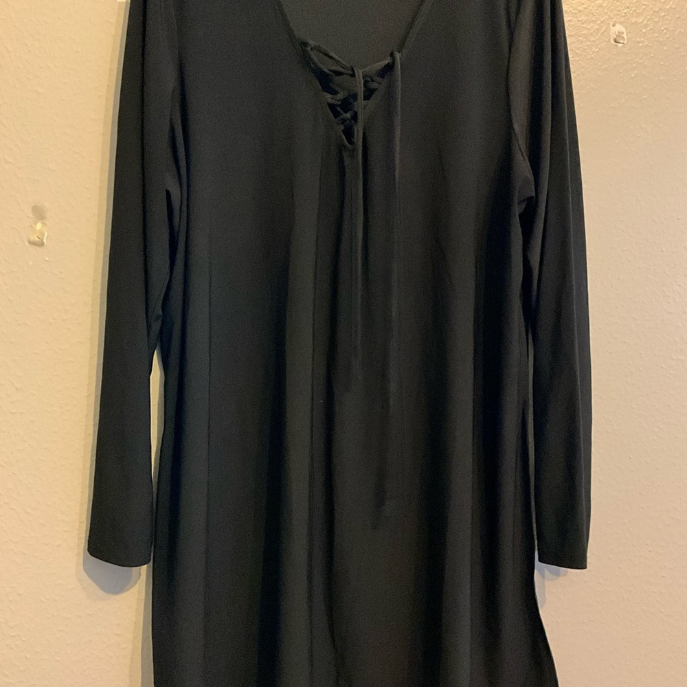 Chic Black Lace-Up Dress